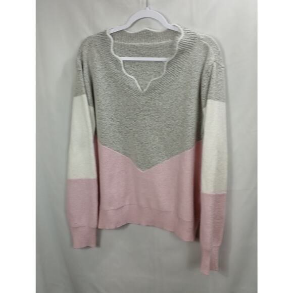 Ultra Soft & Feminine V-neck Sweater in Soft Colors/Delicate/Dreamy/Size XL - Picture 4 of 5